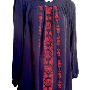 Blue and Red boho top